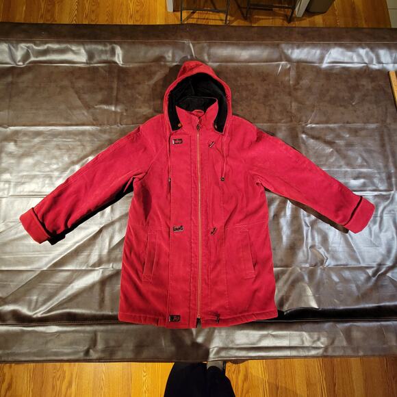 Fleet Street LTD. Removable Hood Full Zip Lined Anorak Jacket Red Womens Size M - Picture 2 of 12